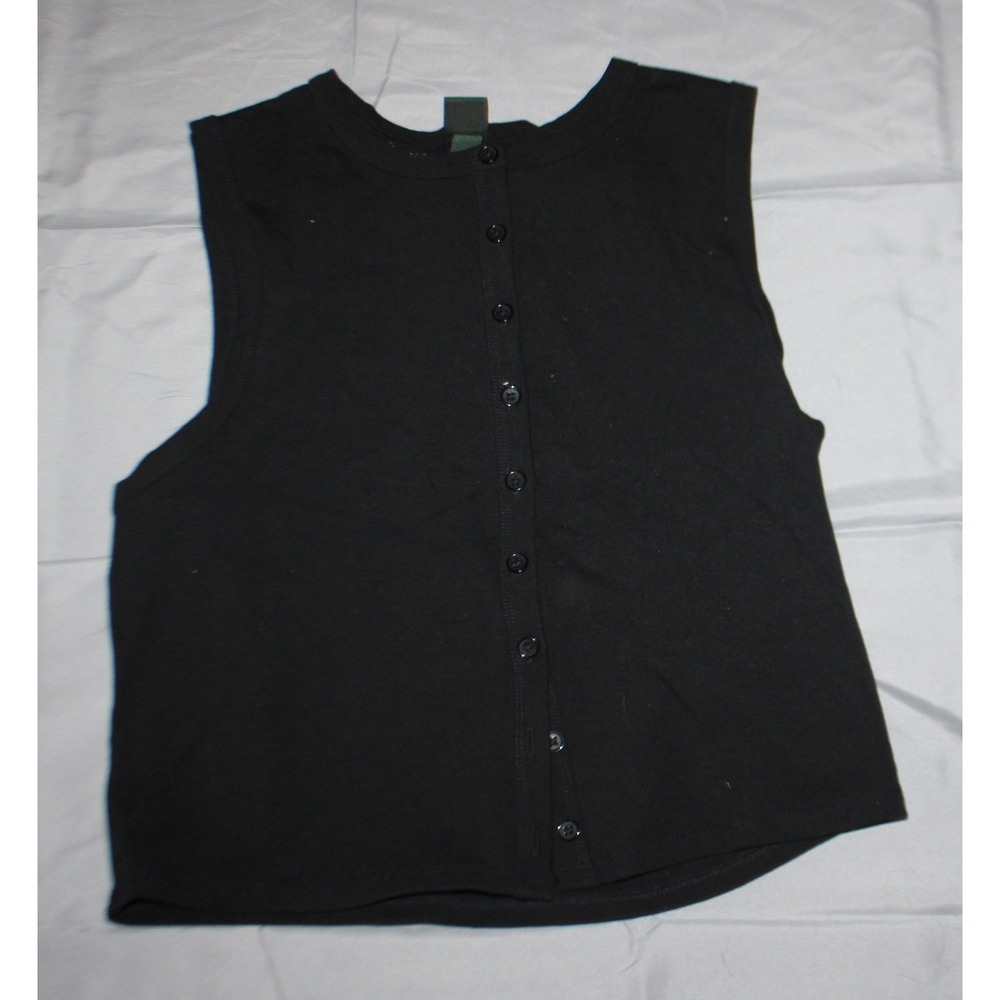 Wild Fable Tank Top Womens L Black Button Front Sleeveless Shirt
